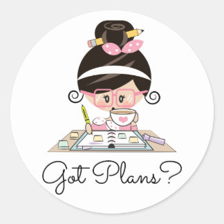 Got Planer Girl Dark Hair Light Skin Runder Aufkleber