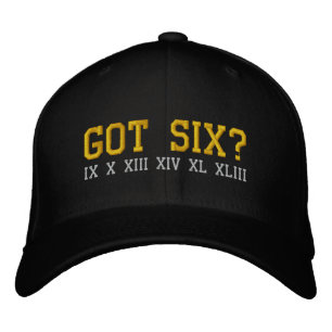 GOT SIX, IX X XIII XIV XL XLIII BESTICKTE KAPPE