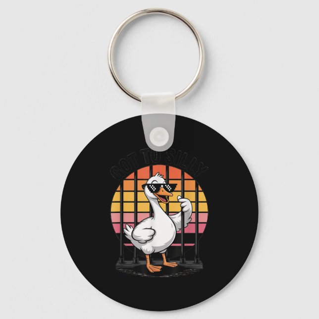 Got Too Silly Funny Goose Retro Sungles Jail Bird  Schlüsselanhänger (Vorderseite)