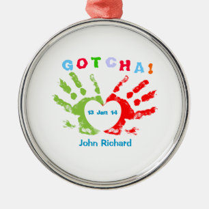 Gotcha Tag - Adoptions-Entwurf Silbernes Ornament
