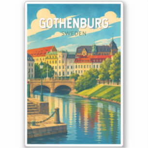 Göteborg Schweden Illustration Reise Kunst Vintage Aufkleber