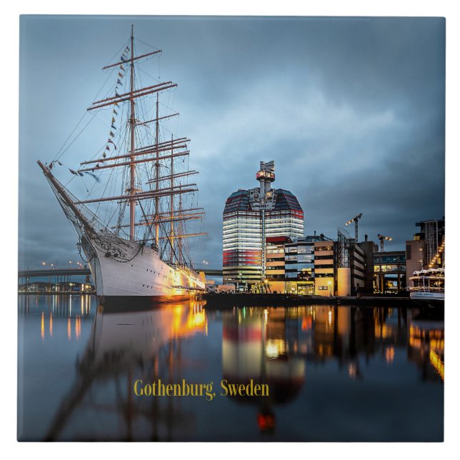 Göteborg, Schweden nachts Fliese (Vorderseite)