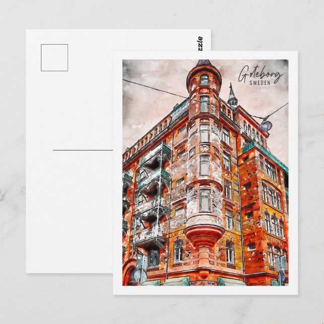 Goteborg Sweden Travel Place Watercolor Postkarte (Vorne/Hinten)