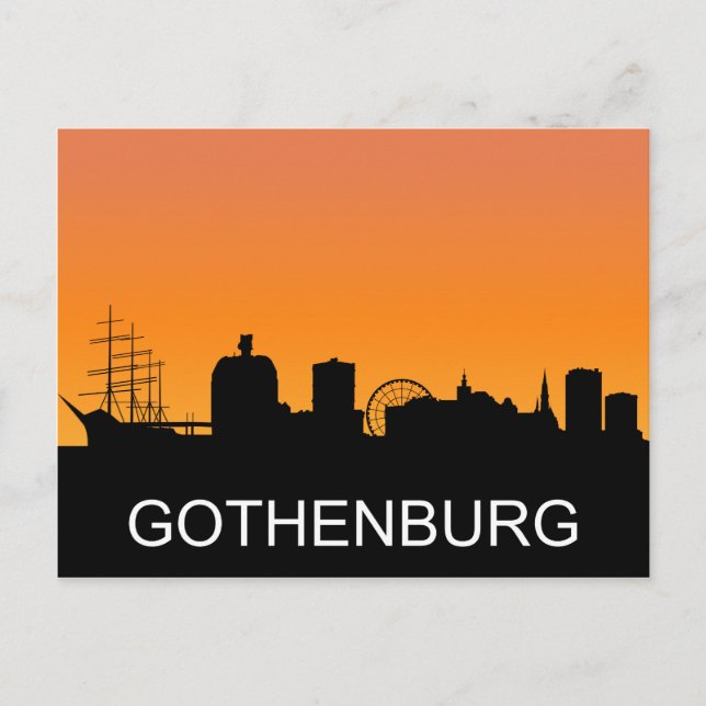 Göteborger Silhouette, Sommer-Sonnenuntergang Postkarte (Vorderseite)