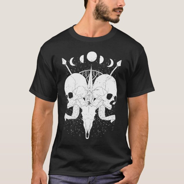 Goth Aesthetic Skull Moon Phases Gothic Grunge T-Shirt (Vorderseite)