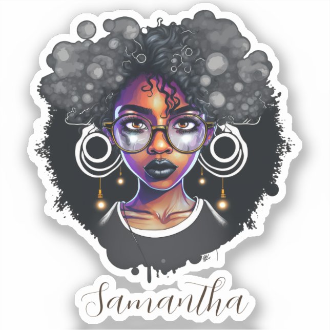 Goth Afro Woman Aufkleber (Vorderseite)