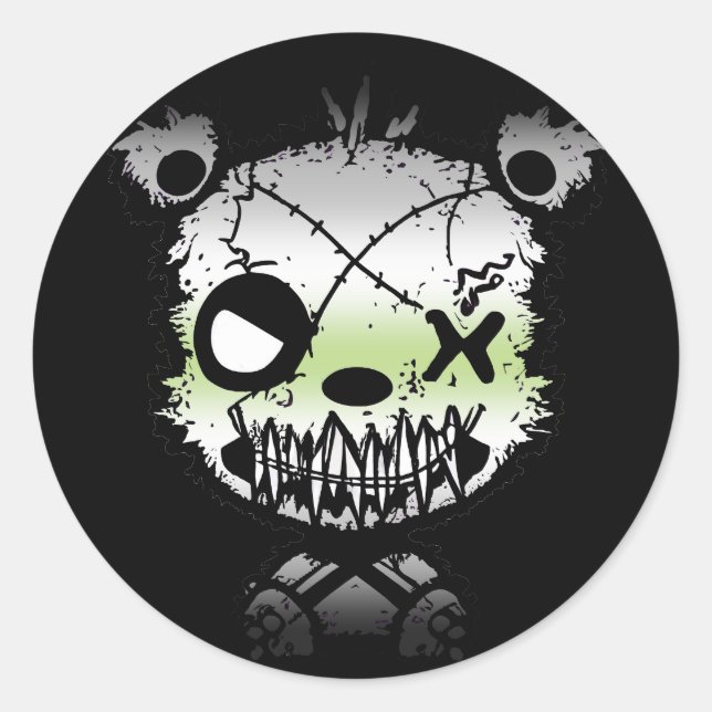 Goth Agender Pride Flag farbiger Bär Runder Aufkleber (Vorderseite)