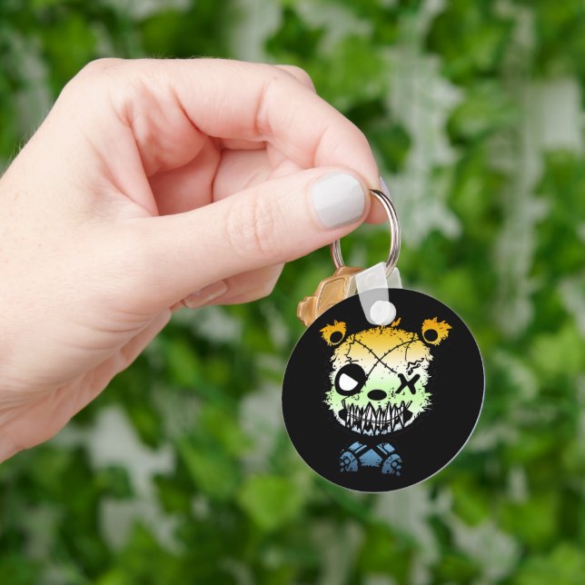 Goth AroAce Agender Pride Flag farbiger Bär Schlüsselanhänger (Hand)