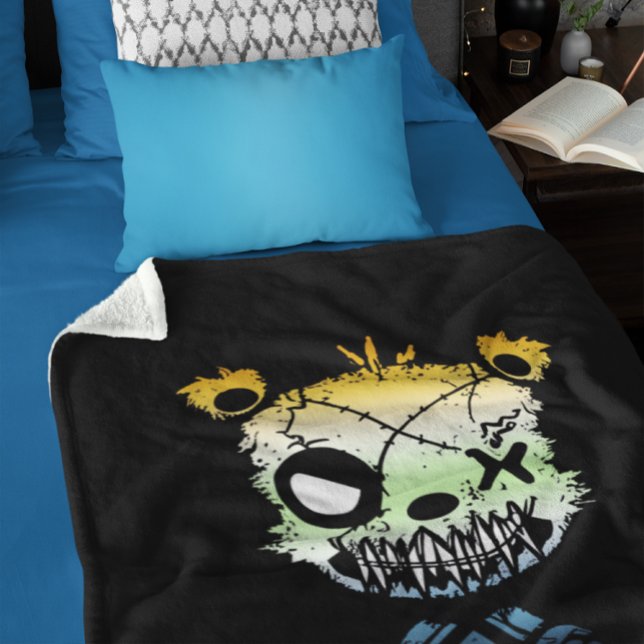 Goth AroAce Agender Pride Flag farbiger Bär Sherpadecke (Von Creator hochgeladen)