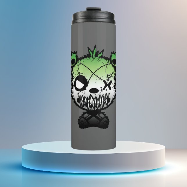 Goth Aromantic Prilag Flag gefärbter Bär Thermosbecher (Von Creator hochgeladen)