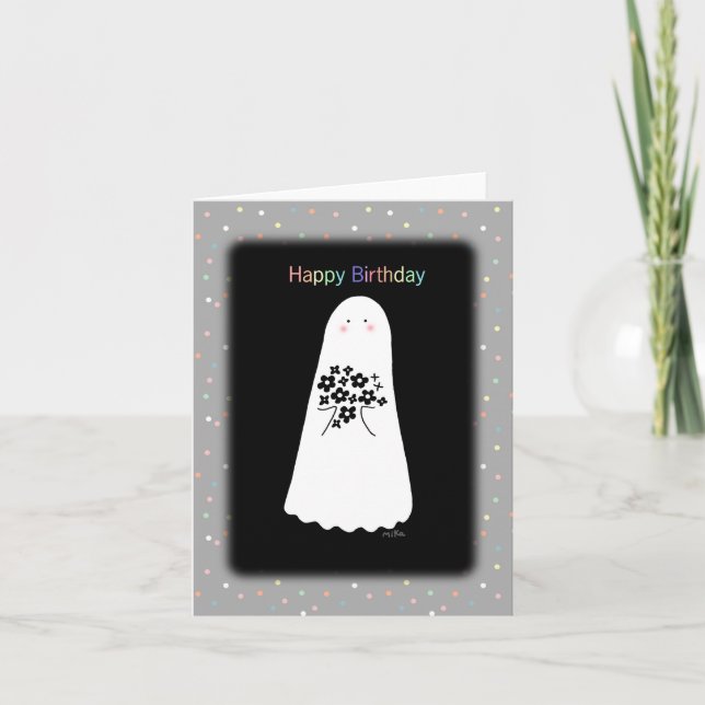 Goth Art Creepy Niedlich Kawaii Ghost Happy Birthd Karte (Vorderseite)