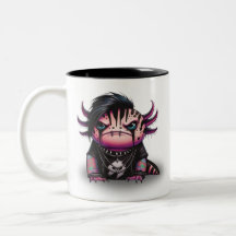 Goth Axolotl Mug, Punk Rock Axolotl Mug