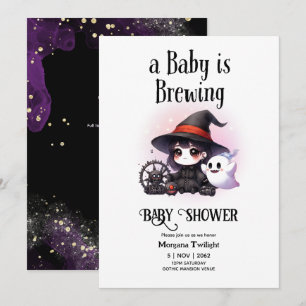 Goth Baby Girl Brewing Witch Ghost Boo Einladung