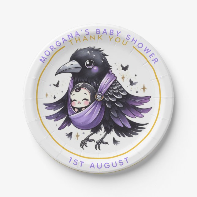 Goth Baby Girl Shower Bat Vampire Vielen Dank Pappteller (Vorderseite)