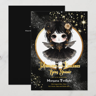 Goth Baby Shower Niedlich Girl Moonlight Lullabies Einladung