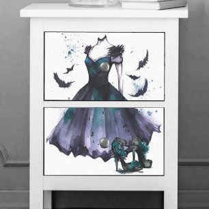 Goth Bat Fashion Aquamarine Lila Dress High Heel Seidenpapier