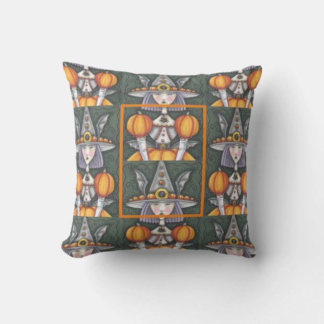 GOTH BAT GIRL WITCH, HALLOWEWEW DURCH PILLOW KISSEN (Vorderseite)