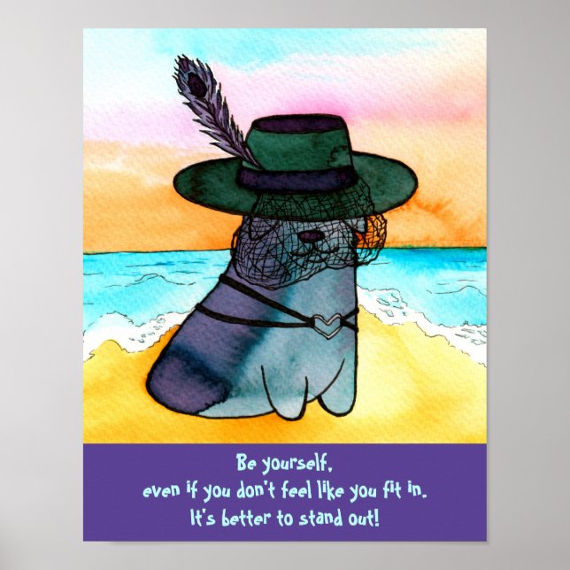 Goth Beach Corgi "Be Yourself" Poster (Vorne)