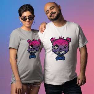 Goth-Bisexuellen-Stolzflagge gefärbter Bär T-Shirt