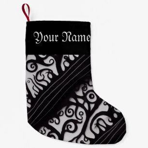 Goth Black and White Christmas Strumpf Kleiner Weihnachtsstrumpf