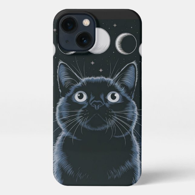 Goth Black Cat, Goth Gift, Hexenhour Black Cat iPhone Hülle (Rückseite)
