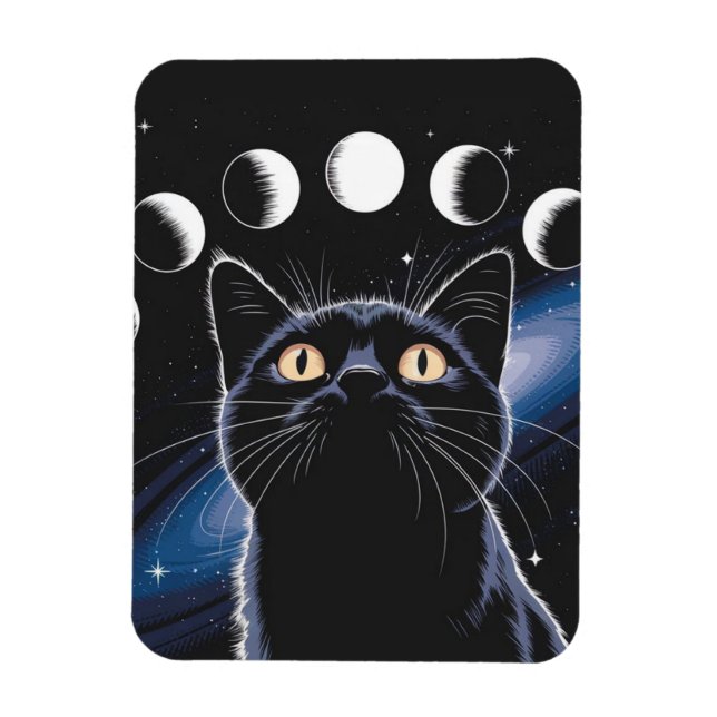 Goth Black Cat, Goth Gift, Hexenhour Black Cat Magnet (Vertikal)