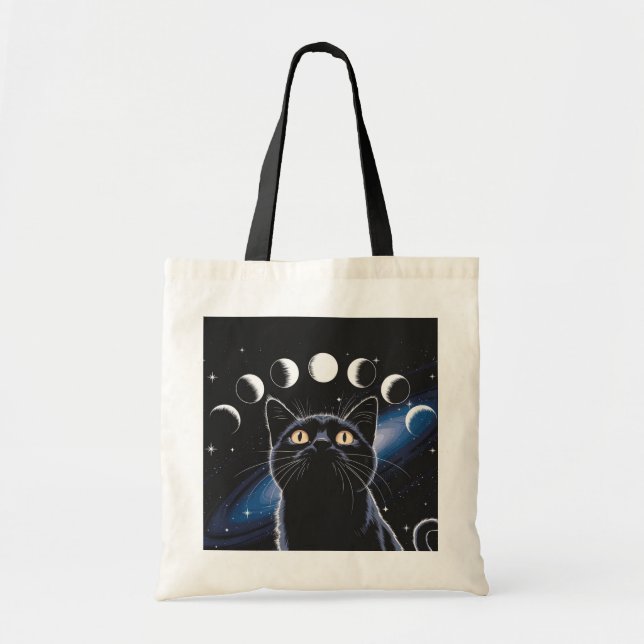 Goth Black Cat, Goth Gift, Hexenhour Black Cat Tragetasche (Vorne)