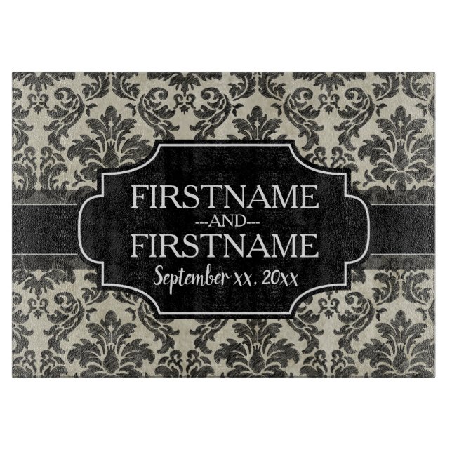 Goth Black Lace and Parchment Hochzeit Jahrestag Schneidebrett (Vorderseite)