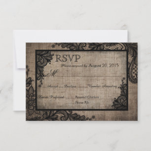 Goth Black Lace Russe Burlap Carte RSVP