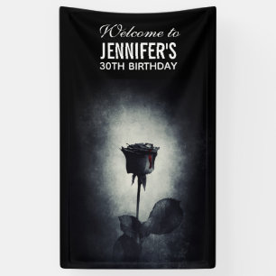 Goth Black Rose Dripping Blood Macabre Geburtstag Banner