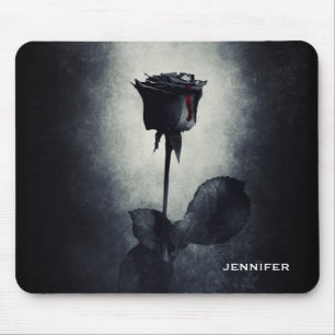 Goth Black Rose Dripping Blood Macabre Mousepad