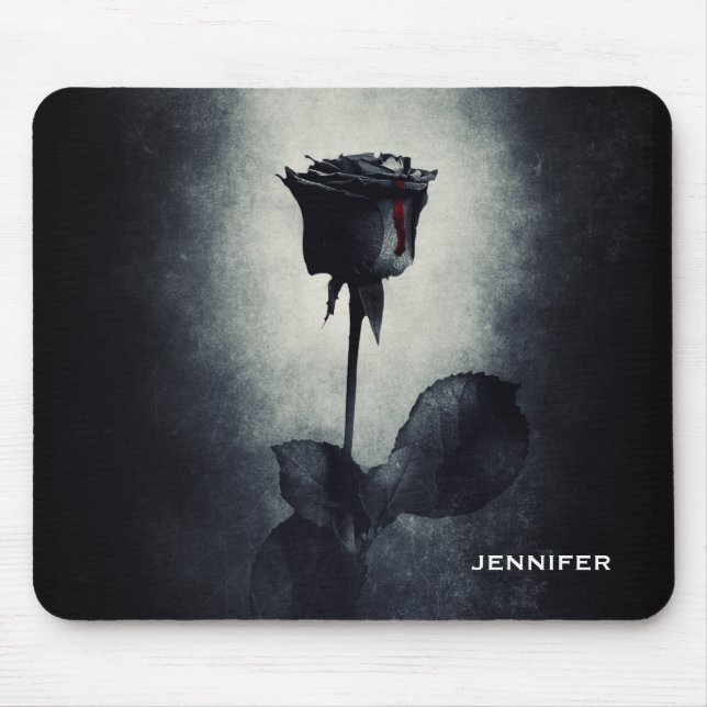 Goth Black Rose Dripping Blood Macabre Mousepad (Vorne)
