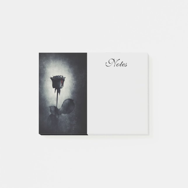 Goth Black Rose Dripping Blood Macabre Post-it Klebezettel (Vorderseite)
