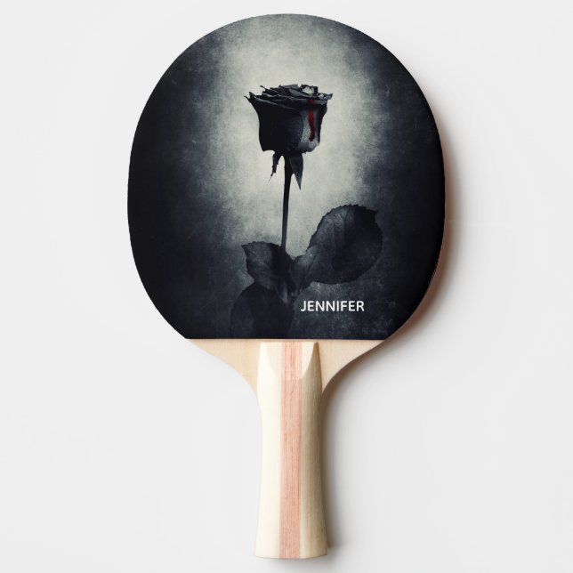 Goth Black Rose Dripping Blood Macabre Tischtennis Schläger (Vorderseite)
