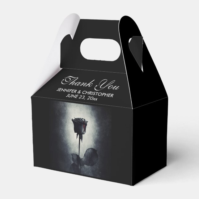 Goth Black Rose Dripping Blood Macabre Wedding Geschenkschachtel (Vorderseite)