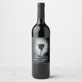 Goth Black Rose Dripping Blood Macabre Wedding Weinetikett
