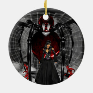 Goth Black Spider Round Ornament