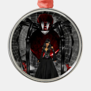 Goth Black Spider Round Ornament