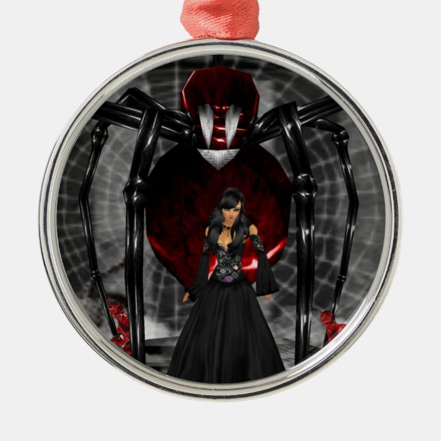 Goth Black Spider Round Ornament (Vorne)