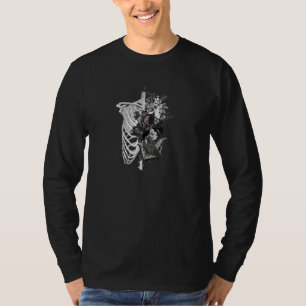 Goth Blume and Bones Ribcage Rose Art Pub T-Shirt