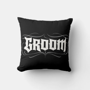 Goth Braut Bräutigam Zusammen Schrift Hochzeit Kissen