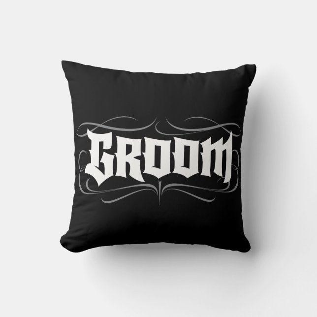Goth Bride Groom Together Briefe Flitterwochen Kissen (Vorderseite)