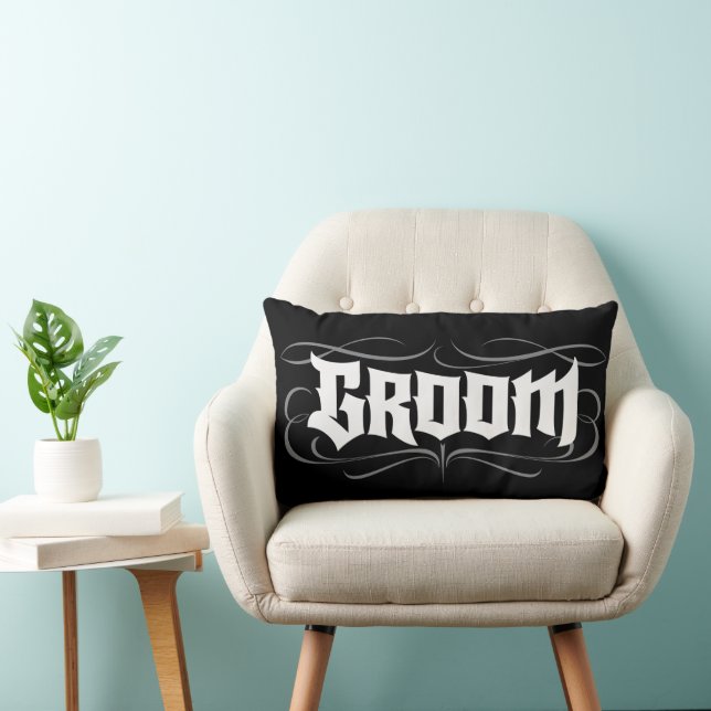 Goth Bride Groom Zusammen Lettern Tattoo Modern Lendenkissen (Stuhl )