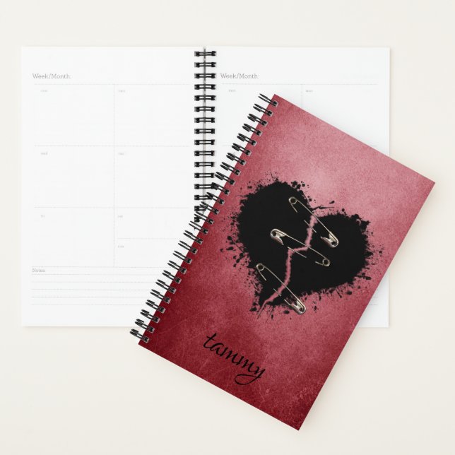 Goth Broken Heart on Red Grunge Hintergrund Planer (Anzeige)