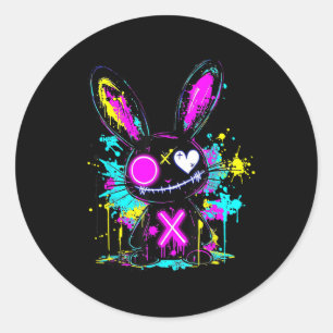 Goth Bunny Kawaii Rabbit Niedlich Gothic Outfit E- Runder Aufkleber