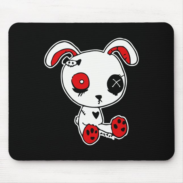 Goth Bunny Lazy Halloween Kostüm Beängstigend Goth Mousepad (Vorne)