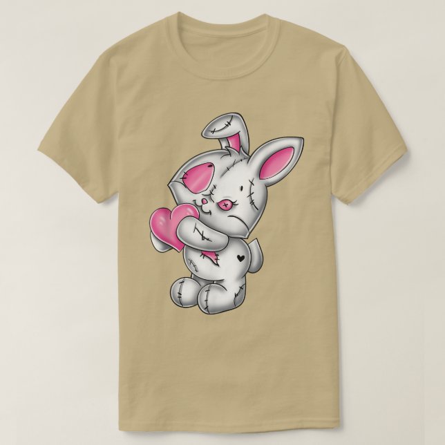 Goth Bunny Niedlich Creepy Emo Gothic Weißes Sonne T-Shirt (Design vorne)