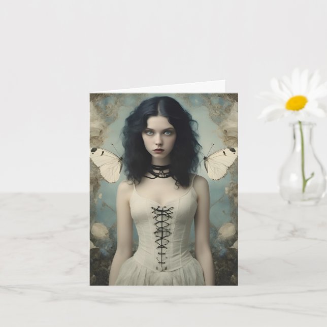 Goth Butterfly Woman, Jeden Anlaß Karte (Kleine Pflanze)