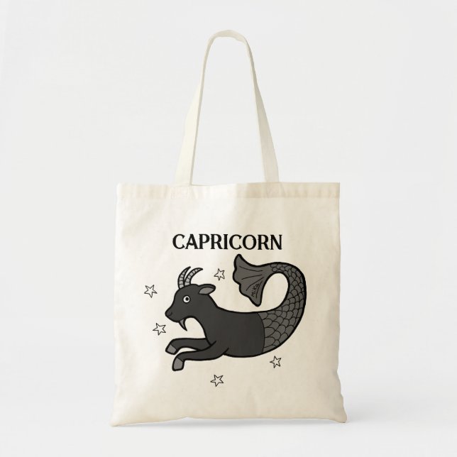 Goth Capricorn Astrologisches Zodiac-Zeichen Gebur Tragetasche (Vorne)