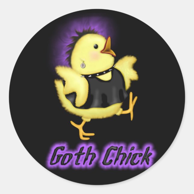 Goth Chick Runder Aufkleber (Vorderseite)